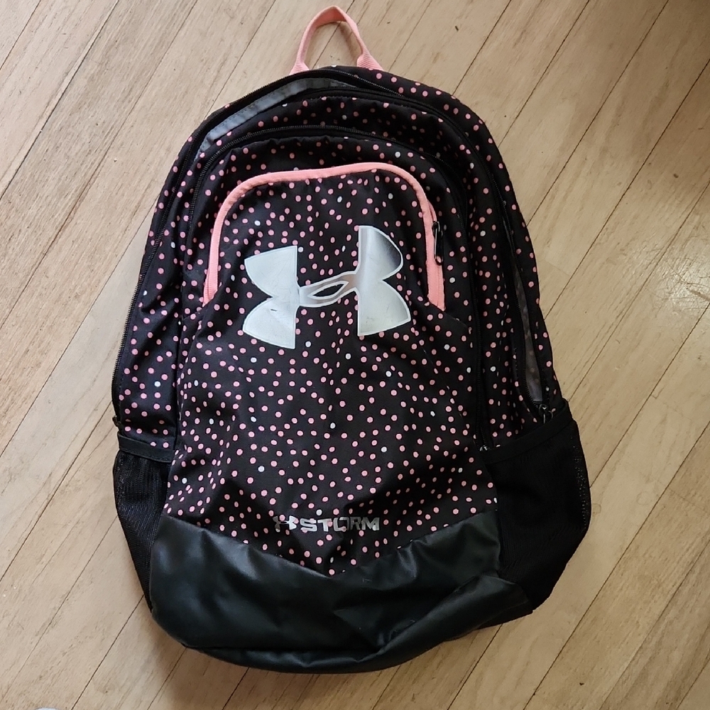 Under Armour Black and Pink Dot Backpack